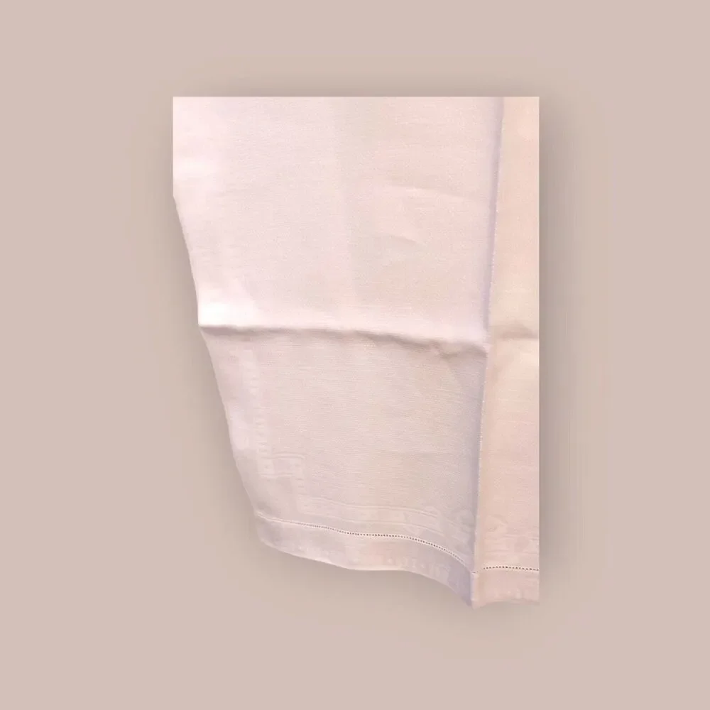 Vintage White Linen Blend Hand Towels: Border Motifs (Set of 3)